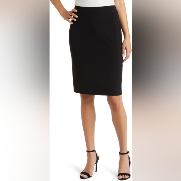 Nicole Miller Black Pull On Pencil Skirt M - Picture 1 of 9